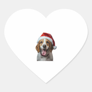 Beagle Christmas Heart Sticker