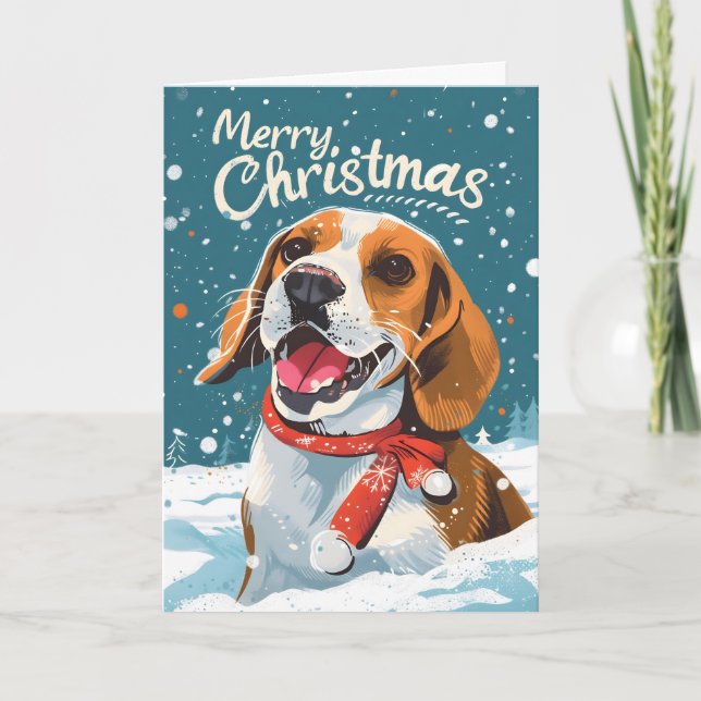 Beagle Christmas  Holiday Card (Front)