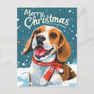 Beagle Christmas  Holiday Postcard