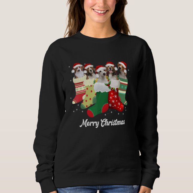 Beagle Christmas In Socks Cute Beagle Dog Christma Sweatshirt (Front)
