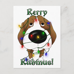 Beagle Christmas Lights Holiday Postcard