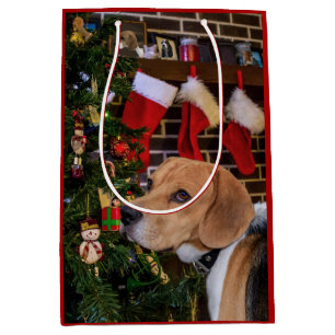 Beagle Christmas Medium Gift Bag