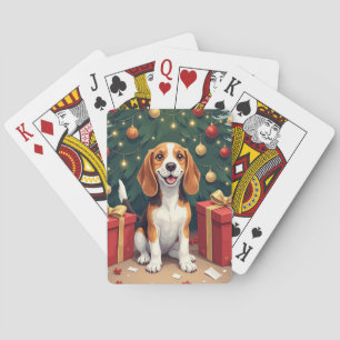 Beagle Christmas Morning Gift-Unboxing Painting Playing Cards