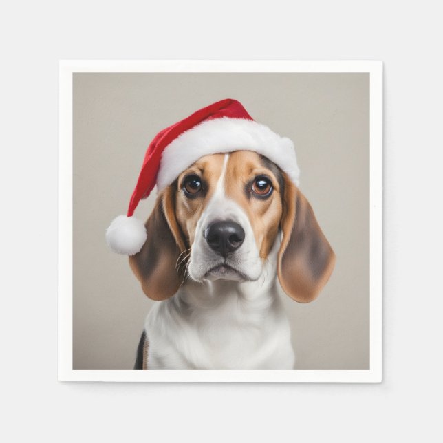 Beagle Christmas Napkin (Front)