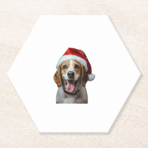 Beagle Christmas Paper Coaster