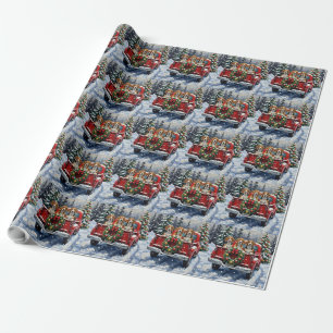 Beagle Christmas Red Truck Holiday Wrapping Paper