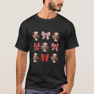 Beagle Christmas Santa Hat Coquette Bows Dog Lover T-Shirt