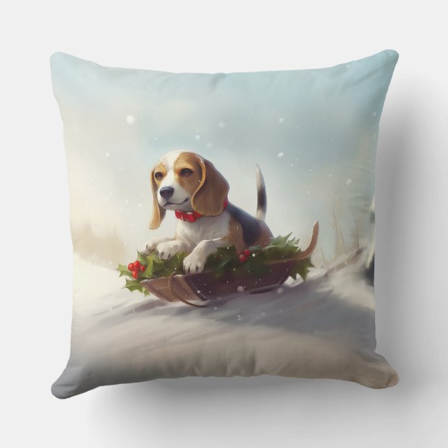 Beagle Christmas snow winter  Cushion (Back)