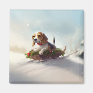 Beagle Christmas snow winter Magnet