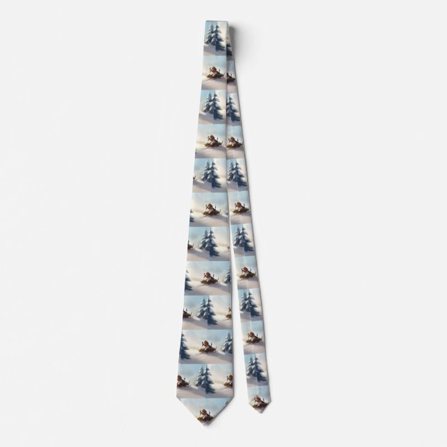 Beagle Christmas snow winter  Tie (Front)