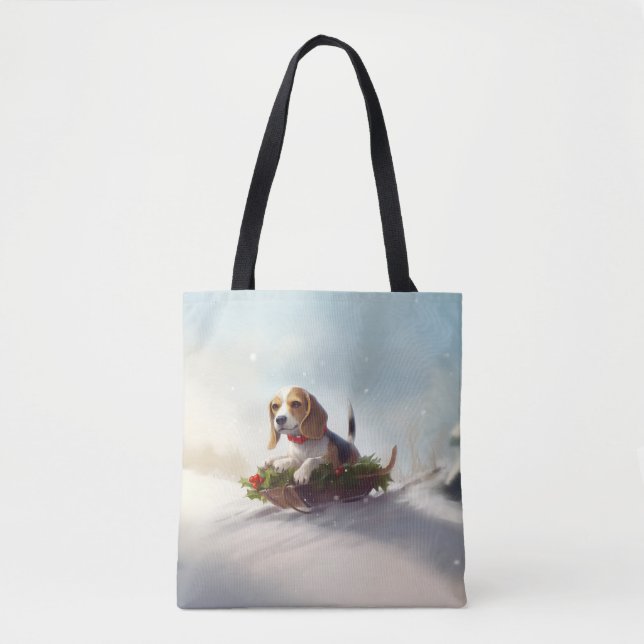 Beagle Christmas snow winter  Tote Bag (Front)
