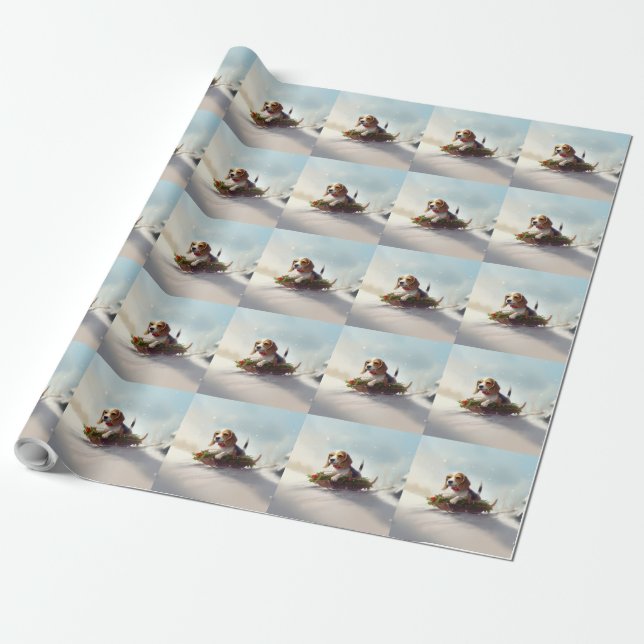 Beagle Christmas snow winter  Wrapping Paper (Unrolled)