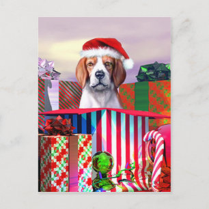 Beagle Christmas Surprise Holiday Postcard