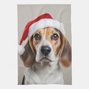 Beagle Christmas Tea Towel