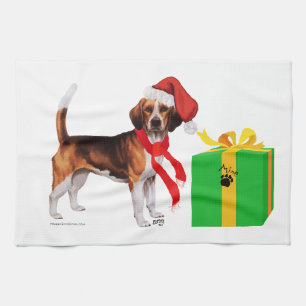 Beagle Christmas Tea Towel