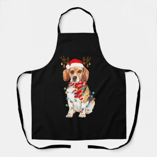 Beagle Christmas Tee Reindeer Christmas Lights Apron