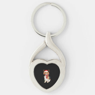 Beagle Christmas Tee Reindeer Christmas Lights Key Ring