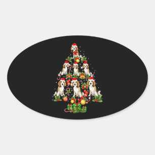 Beagle Christmas Tree  Beagle Dog Love Xmas Gift Oval Sticker