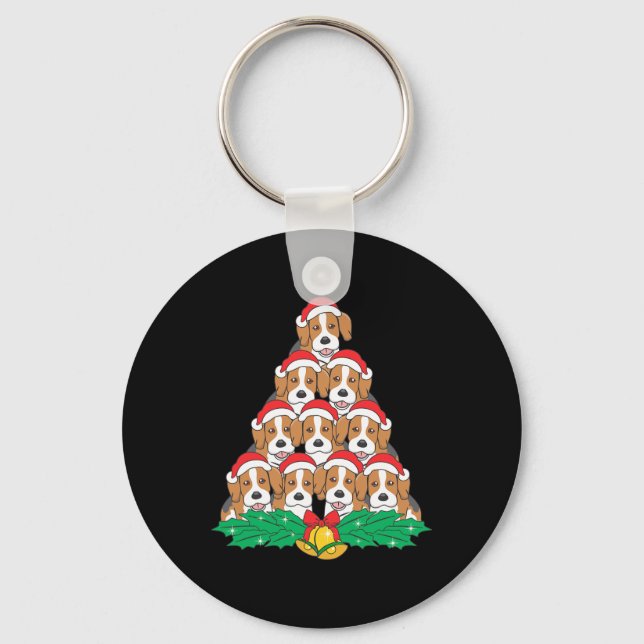 Beagle Christmas Tree Beagle Dog Lover Holidays  Key Ring (Front)