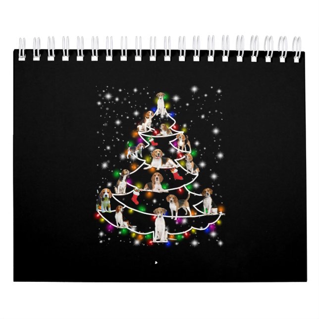Beagle Christmas Tree Covered By Flashlight Calendar (Cover)