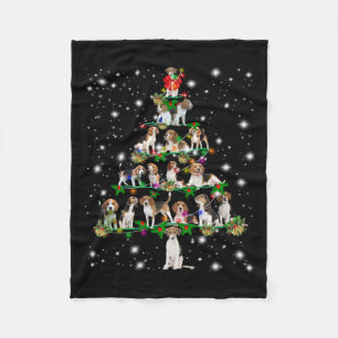 Beagle Christmas Tree Covered By Flashlight Fleece Blanket