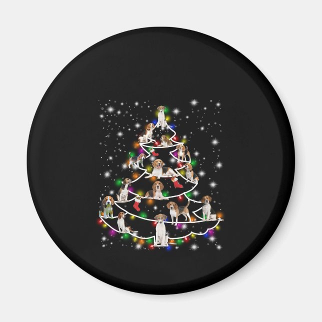 Beagle Christmas Tree Covered By Flashlight Magnet (Front)