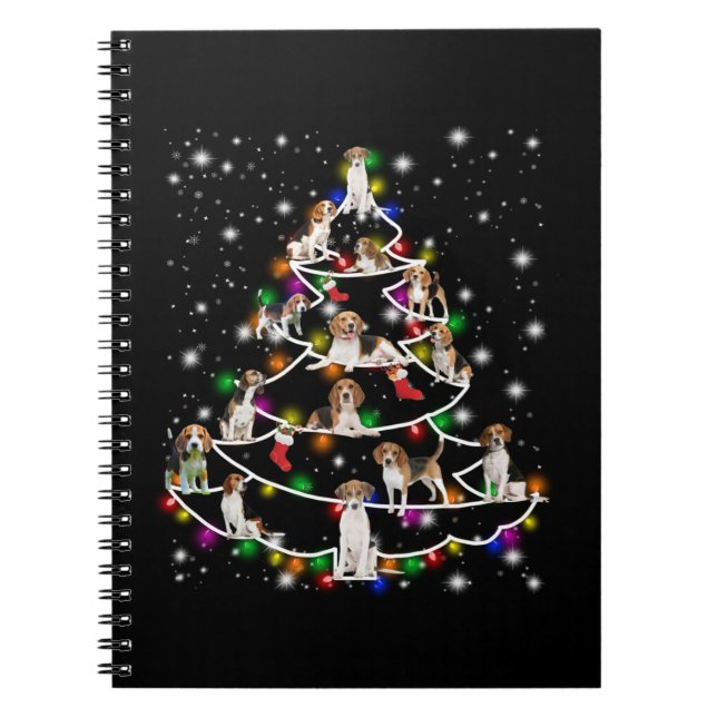 Beagle Christmas Tree Covered By Flashlight Notebook (Front)