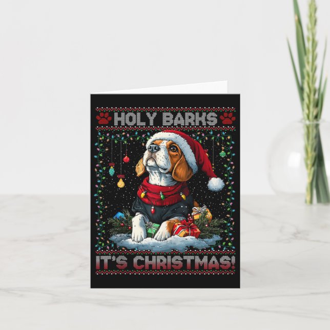 Beagle Christmas Tree Lights Decorations Dog Lover Card (Front)