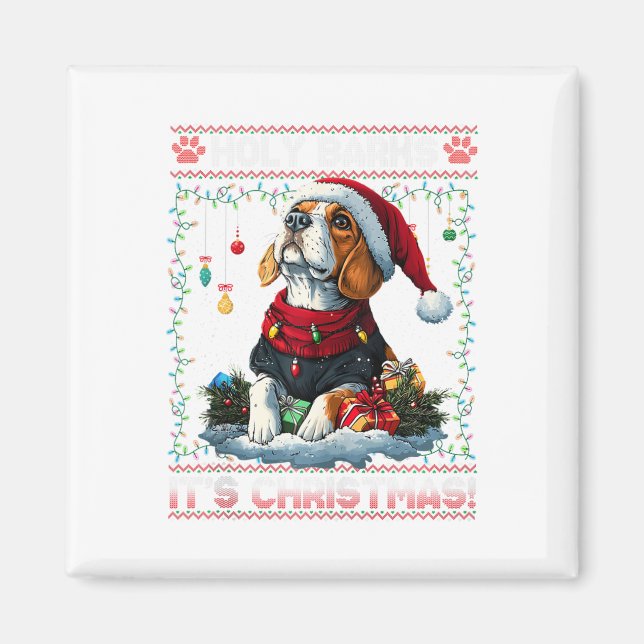 Beagle Christmas Tree Lights Decorations Dog Lover Magnet (Front)