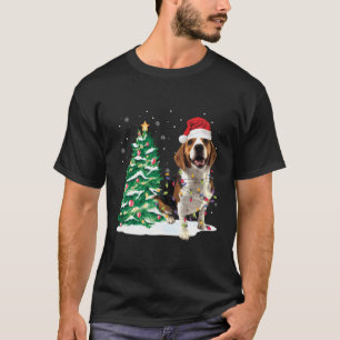 Beagle Christmas Tree Lights Santa Funny Dog Xmas T-Shirt