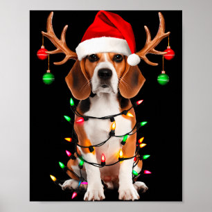 Beagle Christmas Tree Shirt Beagle Santa Hat Lover Poster