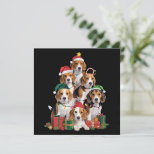 Beagle Christmas Tree With Santa Hat Dog Mom Dogs Holiday Card