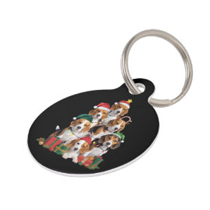 Beagle Christmas Tree With Santa Hat Dog Mum Dogs Pet Tag