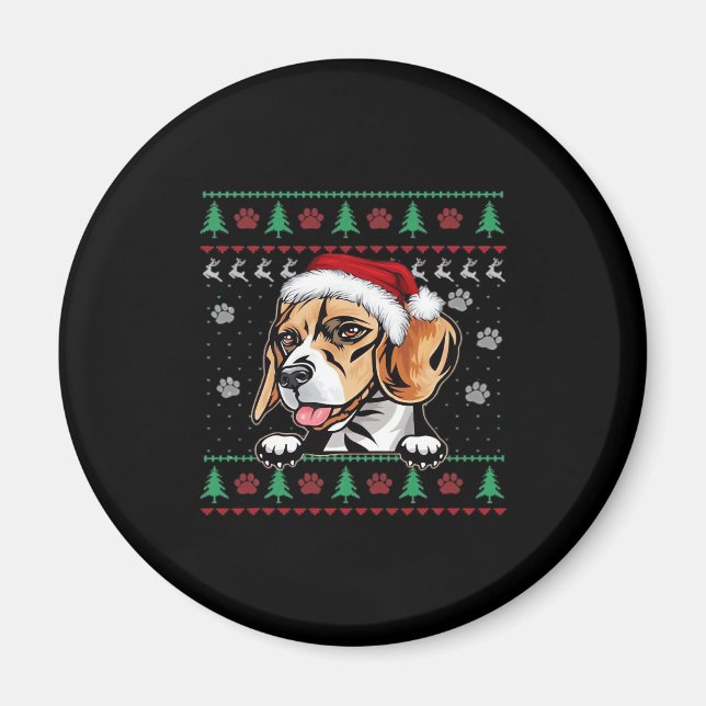 Beagle Christmas Uglyer Dog Xmas Oversized T-Shirt Magnet (Front)