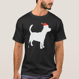 Beagle Christmas Wearing Santa Hat Silhouette Imag T-Shirt