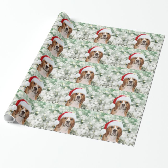 Beagle Christmas Wrapping Paper (Unrolled)