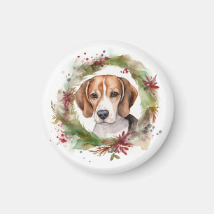Beagle Christmas Wreath Festive Pup  Magnet