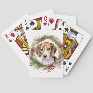 Beagle Christmas Wreath Festive Pup Playing Cards