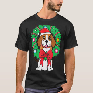 Beagle Christmas Wreath Ornament Mum Dad Dog T-Shirt