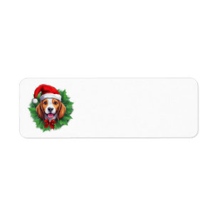 Beagle Christmas wreath Return Address Label