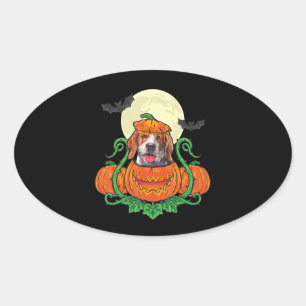 Beagle Costume Halloween Pumpkin Halloween Oval Sticker