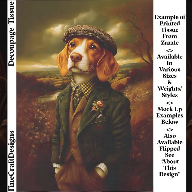 Beagle Country Gentleman Landscape EX9L Decoupage Tissue Paper (Creator Uploaded)