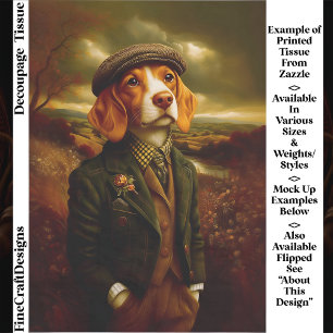 Beagle Country Gentleman Landscape EX9R Decoupage Tissue Paper