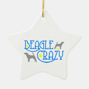 BEAGLE CRAZY CERAMIC TREE DECORATION