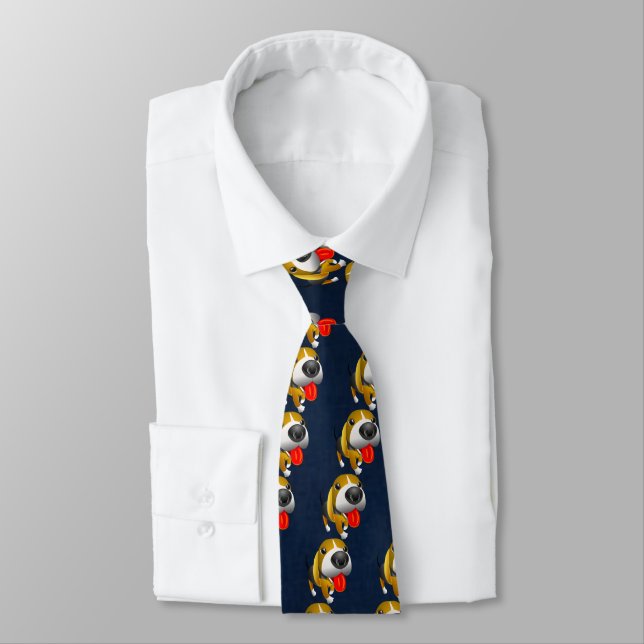 Beagle Cute Cartoon Tie (Tied)