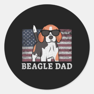 Beagle Dad American Flag 4th Of July Patriotic Bea Classic Round Sticker