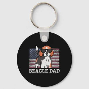 Beagle Dad American Flag 4th Of July Patriotic Bea Key Ring