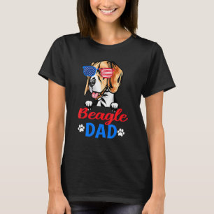 Beagle Dad American Flag Sunglasses 4th Of July T-Shirt