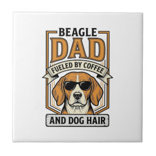 Beagle Dad Fuelled by Coffee and Dog Hair Shirt_1 Ceramic Tile