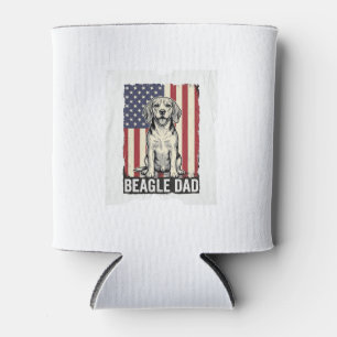 Beagle Dad Patriotic Vintage Dog Shirt Design_1 Can Cooler
